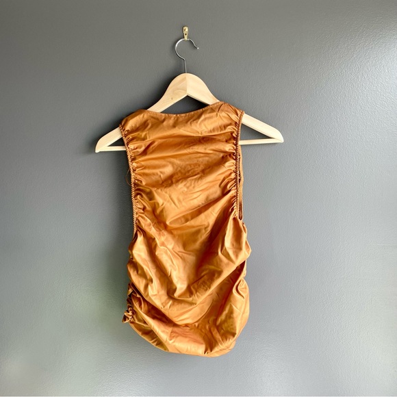 Free People Scrunched Tan Crop Tank Top Shirt Women - Picture 3 of 7